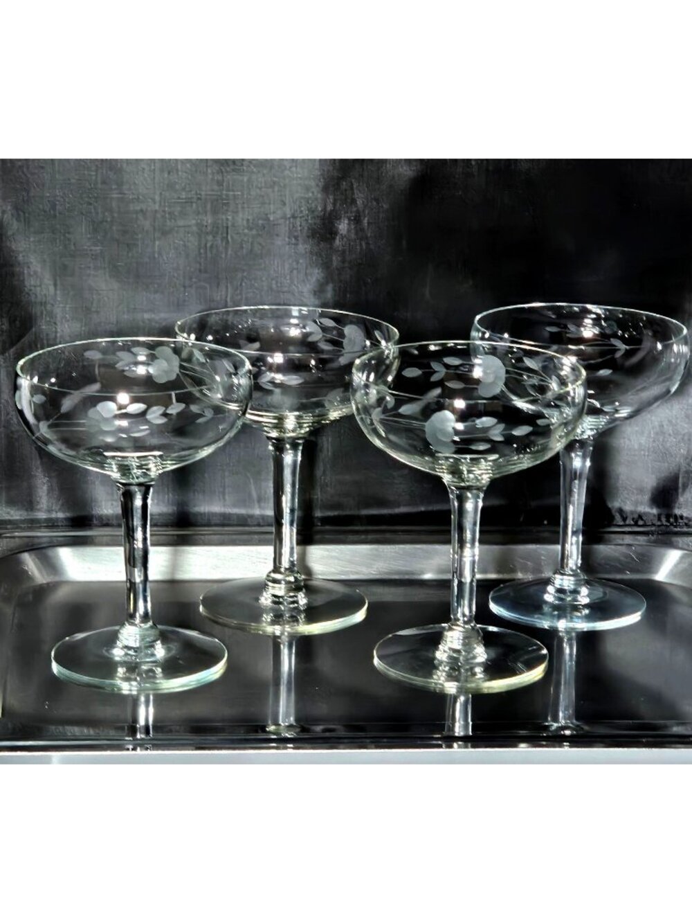 4 Princess House Heritage Champagne Coupe Glasses 5" tall sherbet cocktail barwa